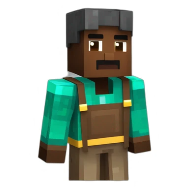 Black men in Minecraft farmer villager cubic with an square starw hate minecraft style sticker