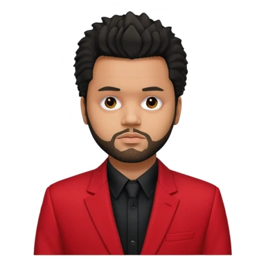The Weeknd with black shirt, red suit jacket sticker