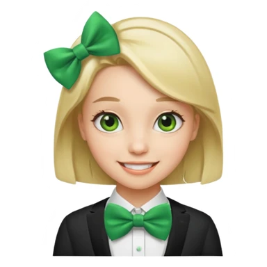 girl with green bow tie sticker