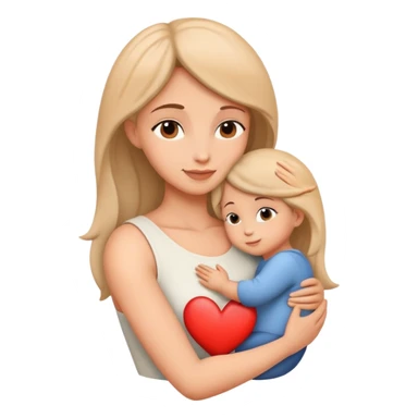 Mother and child in a loving embrace, heart symbol sticker