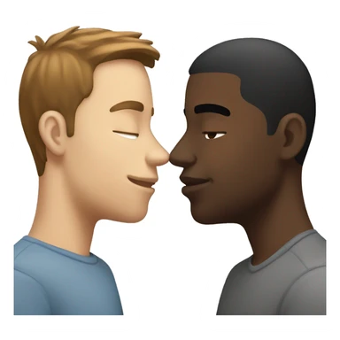 Black guy kissing white guy with brown hair  sticker