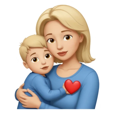 A mother and her young son hug and kiss on the lips. sticker