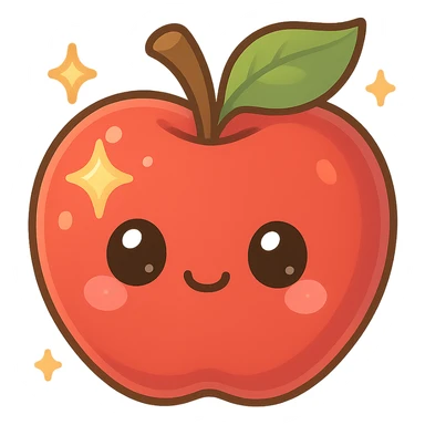 Sparkling Q-version sticker apple, cute and exaggerated sticker