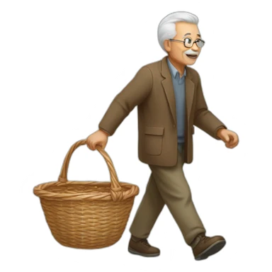 Grand father walking with a basket sticker