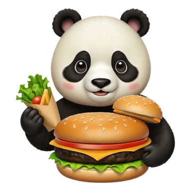 panda holding single burger sticker