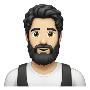 Beard men with black hair and with white skin sticker