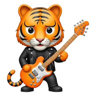 Rock star tiger with electric guitar and leather jacket sticker