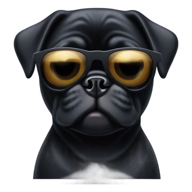 Black pug wearing sunglasses  sticker