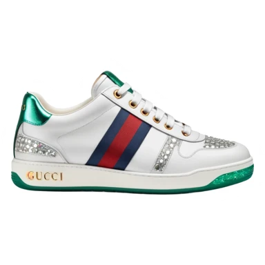 Ultra realistic, detailed, side view, Gucci, Women's GG crystal Screener sneaker sticker