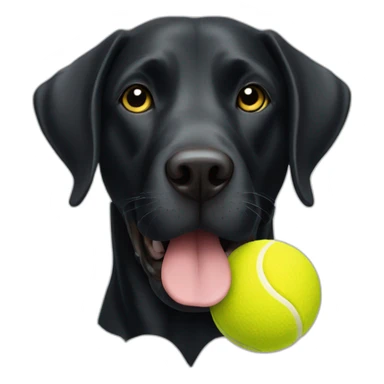 black labrador dog holding a yellow tennis ball in its mouth sticker