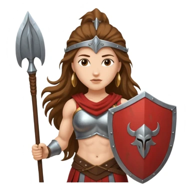 long haired woman spartan warrior holding spear and shield sticker
