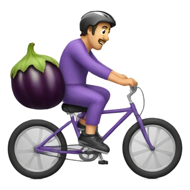 Man riding a bike on a eggplant sticker