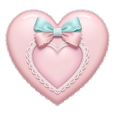rococo Pastel pink heart with white bow with lace and frills sticker