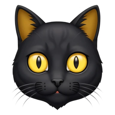cute black cat with big yellow eyes, thunder scar on forehead like Harry Potter sticker