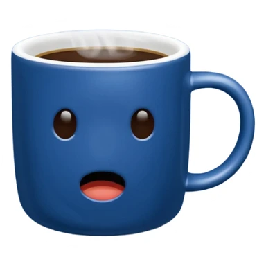 visibly steaming plain blue mug of coffee no face sticker