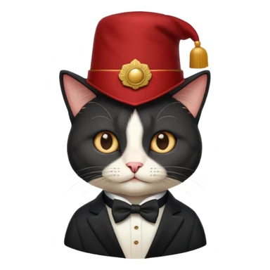 black suited cat with fes hat sticker