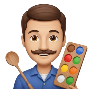 artist with palette and moustache smiling sticker