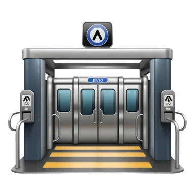 metro station access with turnstiles and metro sign, no text sticker