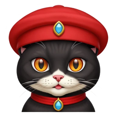 black suited old cat with red fes hat sticker