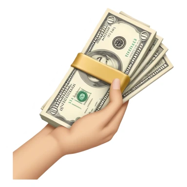 hand holding a pack of dollar bills sticker