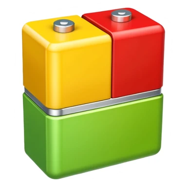 Simple battery icon with three segments: green (full), yellow (half), red (empty). Soft edges, symbolizing energy and self-check. sticker