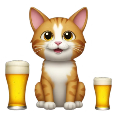 Cat drink beer sticker
