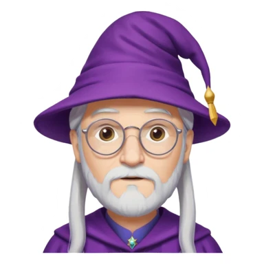 dumbledore white hair, wear glasses, purple magic hat sticker