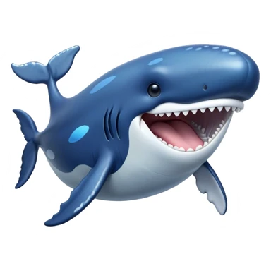 Meme-Worthy Singing Humpback Whale Portrait Emoji, Mouth open wide in a dramatic, melodious pose, showcasing a deep blue-gray body with barnacle accents and an expressive, soulful gaze, Simplified yet artistically graceful features, highly detailed, glowing with a soft, magical marine aura, high shine, enchanting and full of life, stylized with an air of deep-sea wonder, soft glowing outline, capturing the essence of a majestic humpback whale mid-song, resonating with the beauty of the ocean's ancient melodies! sticker