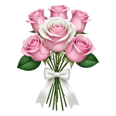 bouquet of pink and white roses and white satin bow sticker