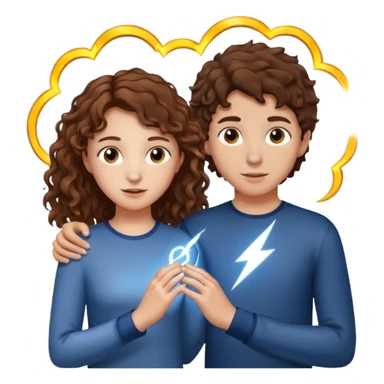 a 15 year old girl with brown curly hair but she has lightnings in it with a brown haired boy who gave her a promise ring sticker