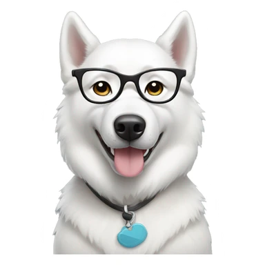 White husky with glasses sticker