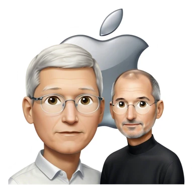 Tim Cook with Steve Jobs looking up to the Apple Logo  sticker