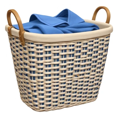 white LAUNDRY BASKET WITH FOLDED blue CLOTHES sticker