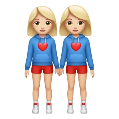 👯‍♀️ generate this emoji, as two white girls, bffs, the same pose but maybe the outfit cuter. we are models sticker