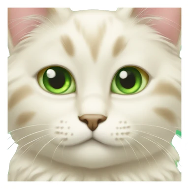Cream cat with green eyes fluffy sticker