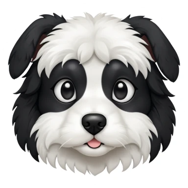 A black and white cavaton (cavalier King Charles spaniel and coton de Tulear) dog with black from his ears to around his eyes and white around his mouth and nose  sticker