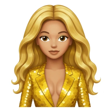 Beyonce from Destiny's Child with long golden blonde hair, yellow sequin outfit sticker