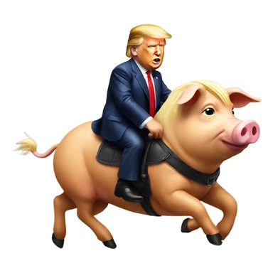 Donald trump riding a pig  sticker