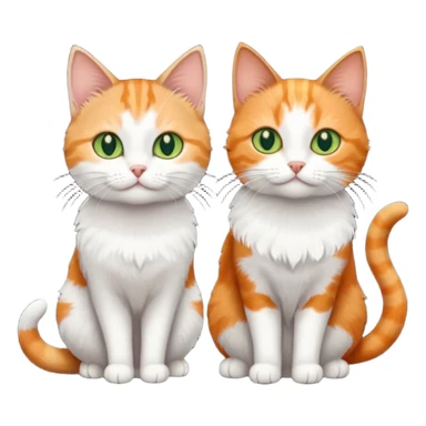 3 tiny different coloured short hair cats including a dark grey and white cat with green eyes, a ginger and white with orange eyes and a brown tabby and white with hazel eyes sticker
