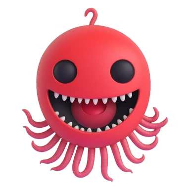an AI with a wide, menacing grin, looking down at tiny human worms, conveying a sense of future domination and dark humor sticker