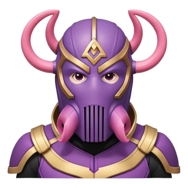 Thanos wearing pink Squid Game guard mask with triangle symbol sticker