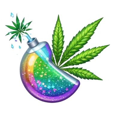 multicolor glitter bomb with weed sticker