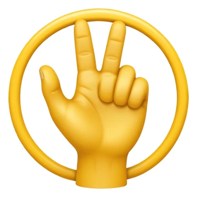 A 3D Apple-style yellow hand emoji, closed fist with only the index finger pointing upward, the finger making a circular motion as if drawing an imaginary circle in the air, dynamic curved motion lines around the finger to show the circular movement, smooth glossy texture, clean minimal background sticker
