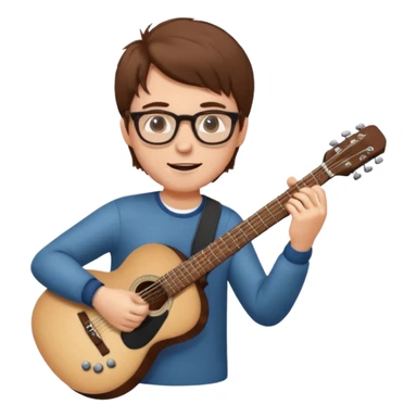 white Guy with glasses with brown hair playing a guitar sticker
