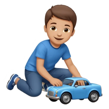 Little boy playing with toy car on the floor sticker