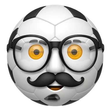 soccer ball wearing joke glasses and nose and mustache sticker