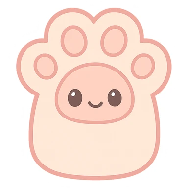 fluffy paw, soft and plush, cute and rounded, pastel colors sticker