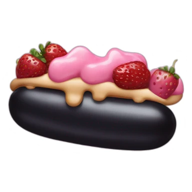 black hotdog with strawberrys, blueberrys and pink cream sticker