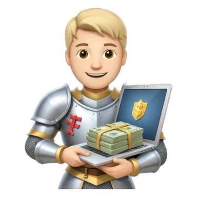 Knight with laptop and money sticker