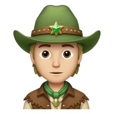 Cowboy wearing a green hat no star, western outfit sticker